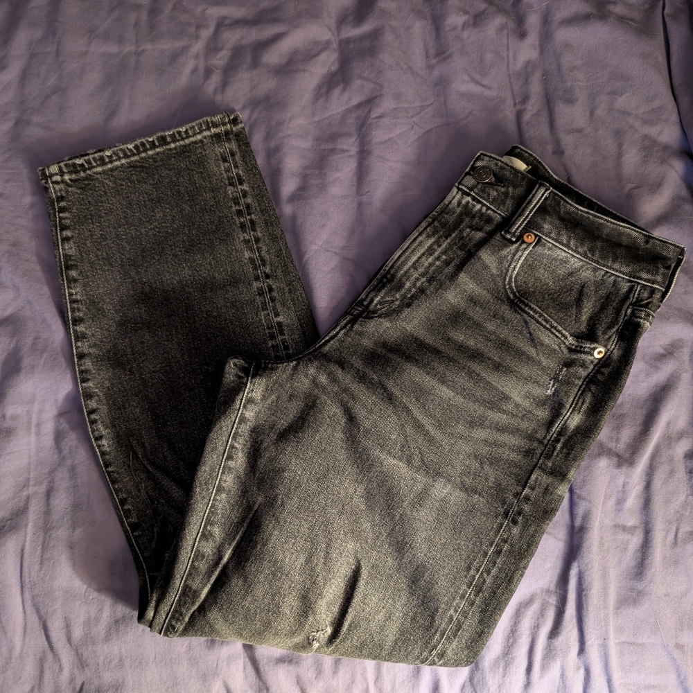 American Eagle Outfitters Women's Washed Black Mom Jeans - Waist 15"